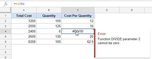Hướng dẫn cách sử dụng hàm IFERROR trong Google Sheets